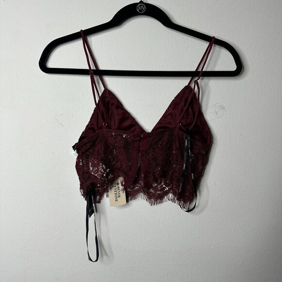 NWT Burgundy Wine Plum V-Neck Lacey Crop Cami Top S - Picture 4 of 7